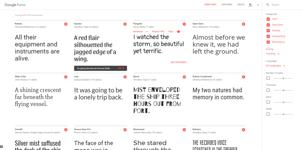 Google Fonts - Great Online Tools for Desginers and Hobbyists